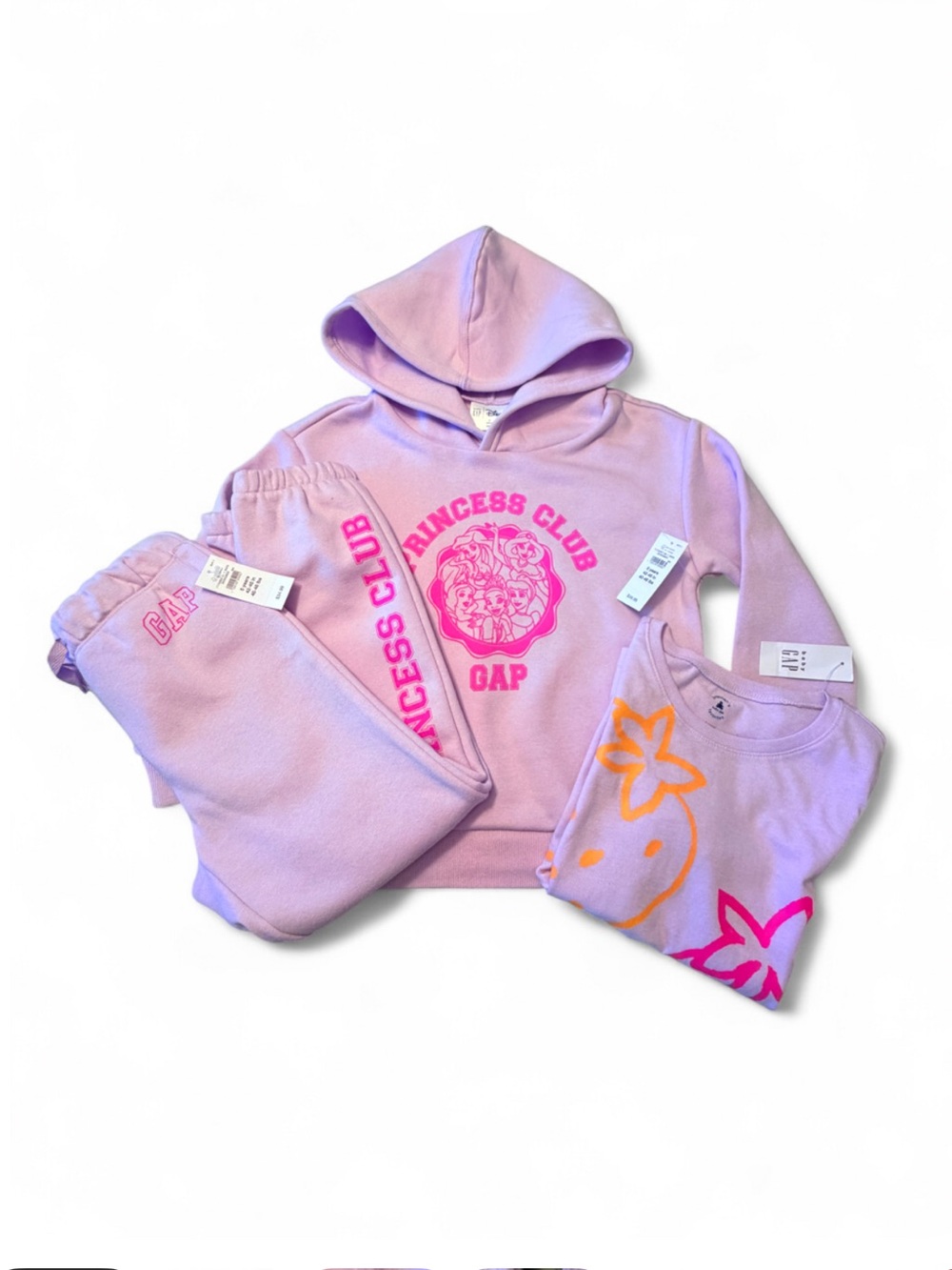 GAP Purple & Hot Pink Kids Hoodie, Sweatpants & Tee Set